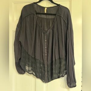 Free People Rainy Days Boho Swing Blouse Top
